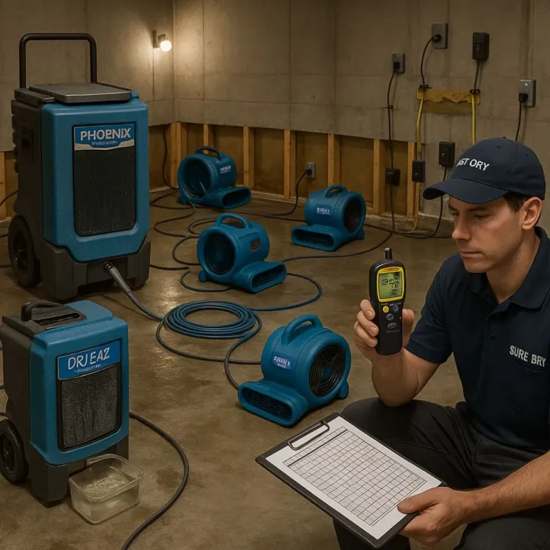 Structural Drying and Dehumidification process in Surry, VA
